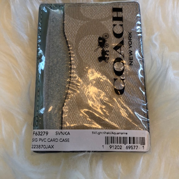 Coach Credit Card Case Khaki/Aqua Marine NWT - Picture 6 of 6